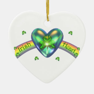 Ornement Cœur En Céramique St. Patricks Day Coeur Shamrock irlandais