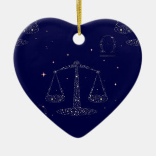 Ornement Cœur En Céramique stars libra
