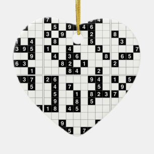 Ornement Cœur En Céramique sudoku noir blanc