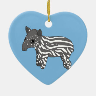 Ornement Cœur En Céramique tapir de bébé bleu