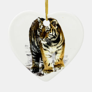 Ornement Cœur En Céramique Tigre
