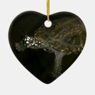 Ornement Cœur En Céramique Tortue qui nage
