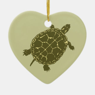 Ornement Cœur En Céramique Tortue rouge de glisseur
