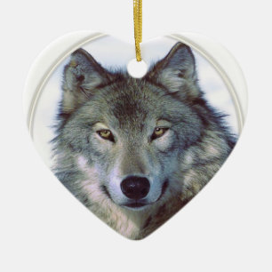 Ornement Cœur En Céramique Totem d'animal de loup