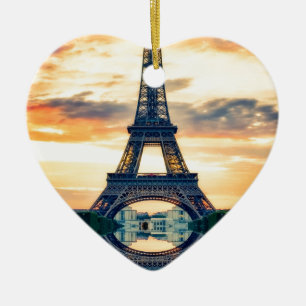 Ornement Cœur En Céramique Tour Eiffel Paris Soirée européenne