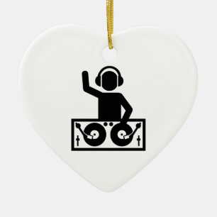 Ornement Cœur En Céramique Tourne-disques du DJ