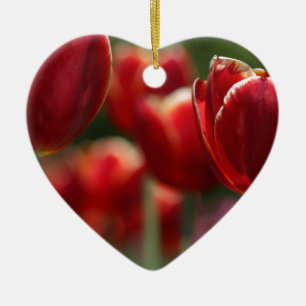 Ornement Cœur En Céramique Tulipes