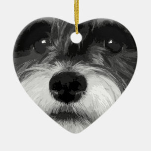 Ornement Cœur En Céramique Un Schnauzer miniature noir et blanc