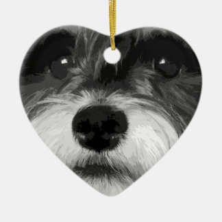 Ornement Cœur En Céramique Un Schnauzer miniature noir et blanc
