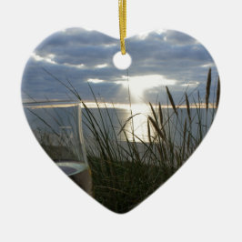 Ornement Cœur En Céramique Vin à la plage