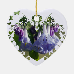 Ornement Cœur En Céramique Virginia Bluebells Fleurs sauvages