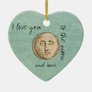 Ornement Cœur En Céramique Visage de la lune