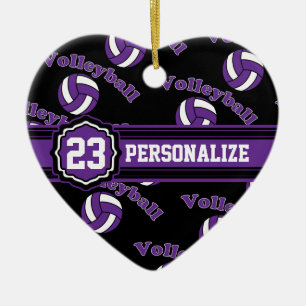 Ornement Cœur En Céramique Volley-ball violet