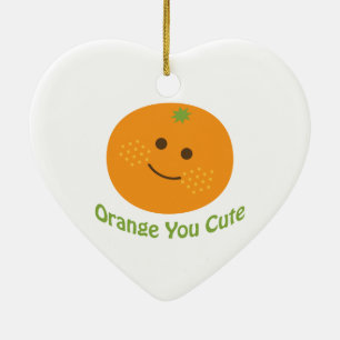 Ornement Cœur En Céramique Vous êtes mignon orange
