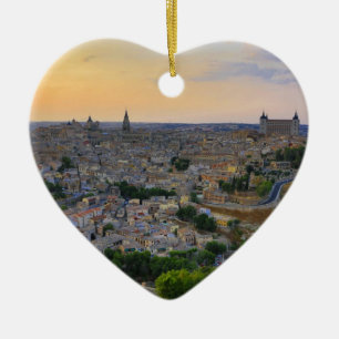 Ornement Cœur En Céramique Vue coucher de soleil sur Toledo Espagne