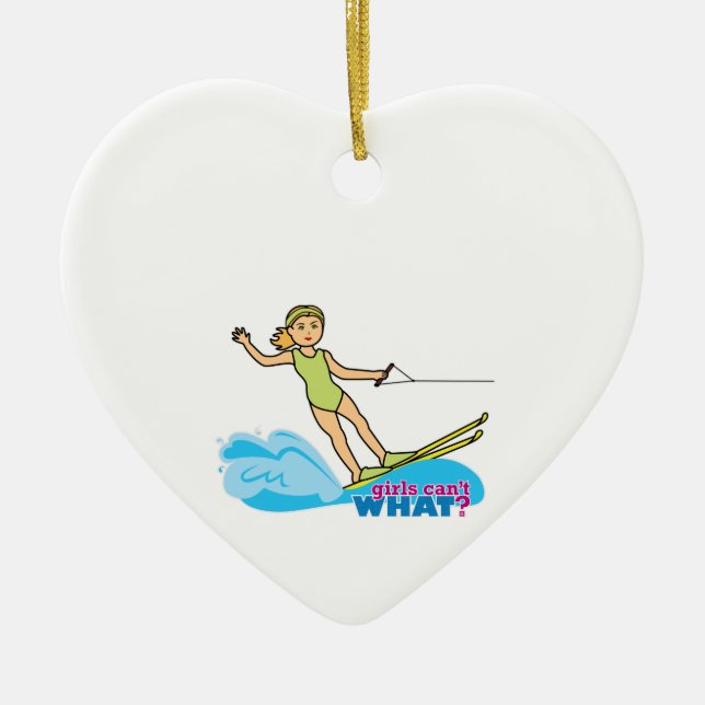 Ornement Cœur En Céramique Water-Skier-Girl 2 (Devant)