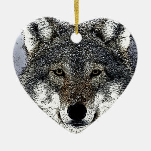 Ornement Cœur En Céramique Wolf Eyes