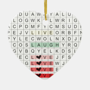 Ornement Cœur En Céramique Word Search Love