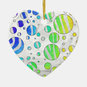 Ornement Cœur En Céramique Zebra Rainbow et White Print
