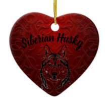 Ornement Cœur Personnalisé Husky Sibérien - animal