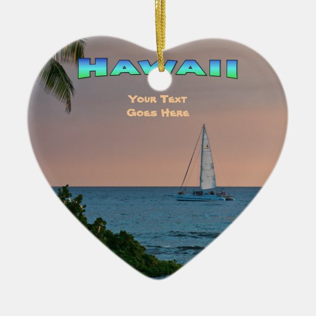 Ornement : Coucher de soleil catamaran bleu (Coeur (Devant)