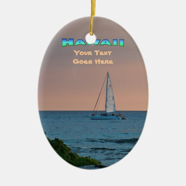 Ornement : Coucher de soleil de catamaran bleu (ov (Devant)