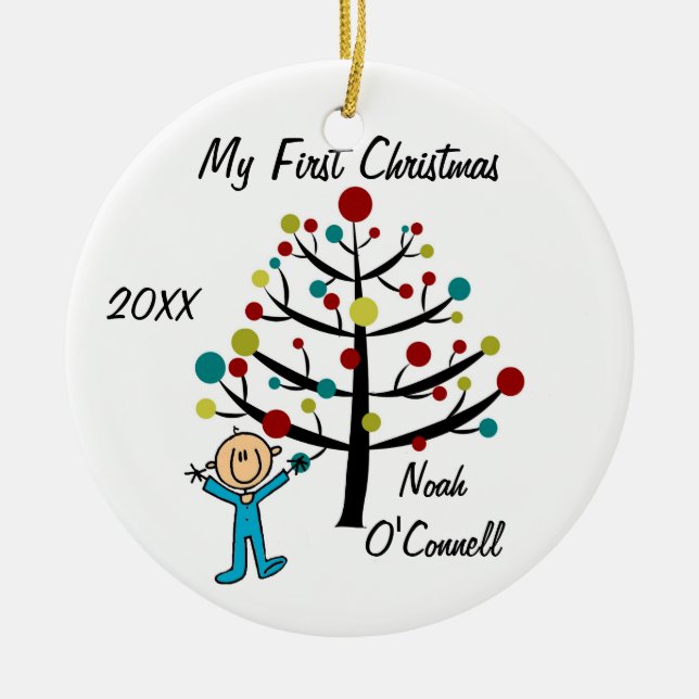 Ornement customisé premier par Noël de garçon (Devant)