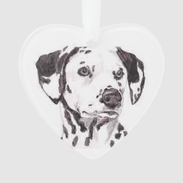 Ornement dalmatien de coeur d'art de chien (devant)
