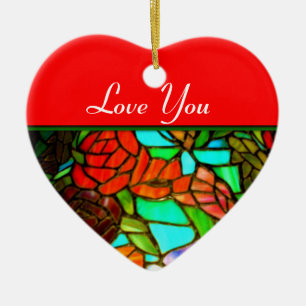 Ornement d'amour en verre rouge