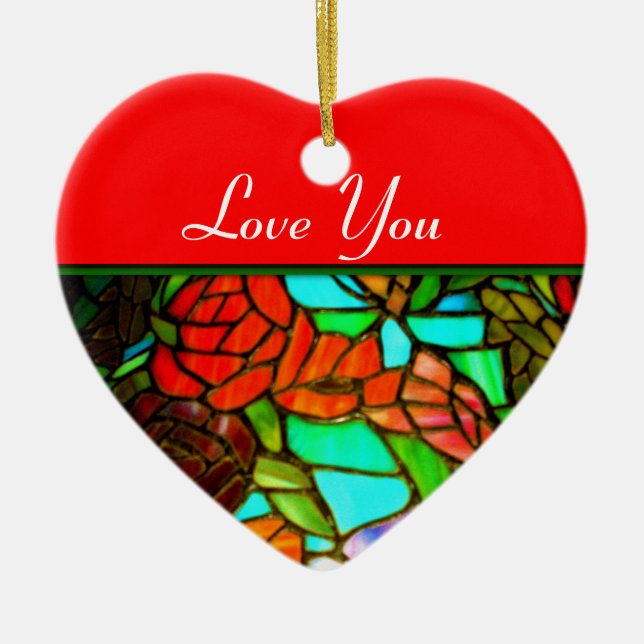 Ornement d'amour en verre rouge (Devant)