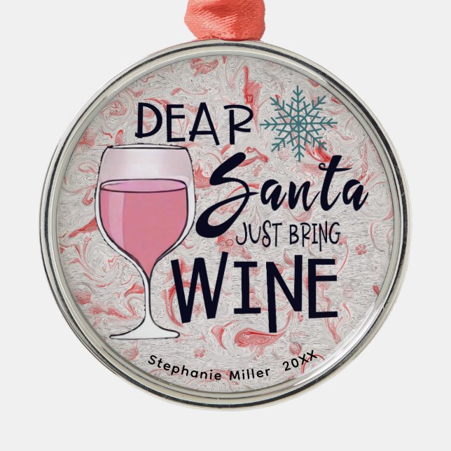 Ornement d'amoureux du vin - Nom personnalisé Noël (Devant)