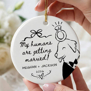 Ornement d'annonce de mariage de chien personnalis