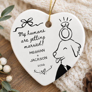 Ornement d'annonce de mariage de chien personnalis