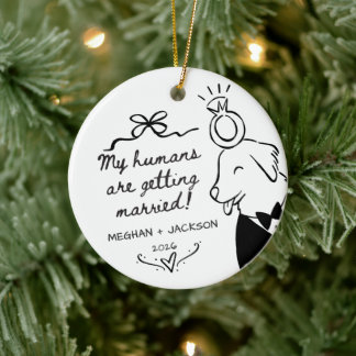 Ornement d'annonce de mariage de chien personnalis