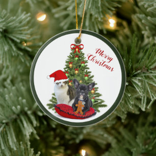 Ornement d'arbre de Noël de Chien-taureau et Chat