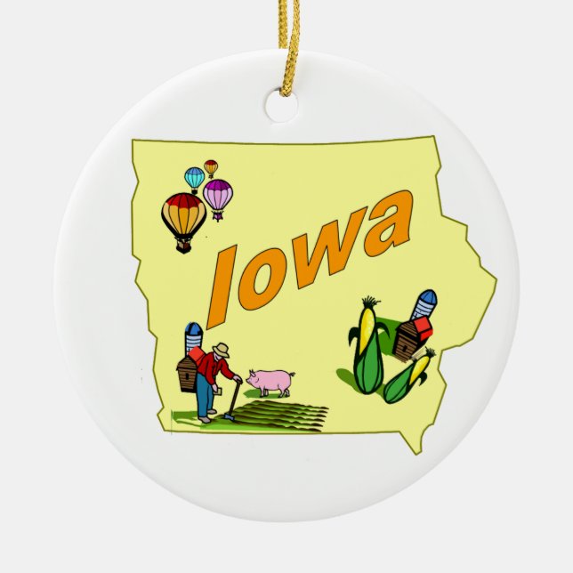 Ornement d'arbre de Noël de l'Iowa (Devant)