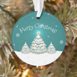 Ornement d'arbre de Noël de neige turquoise