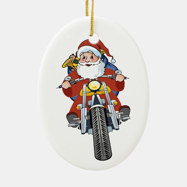 Ornement d'arbre de Noël de Père Noël de moto (Dos)