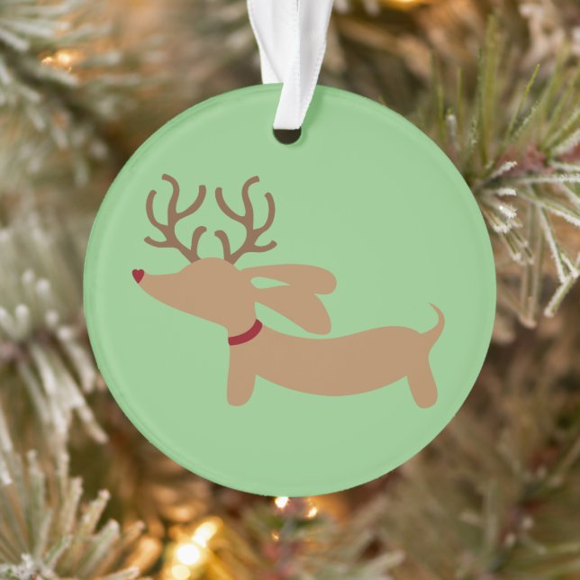 Ornement d'arbre de Noël de teckel de renne (Arbre)