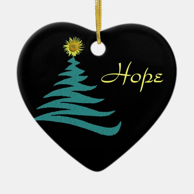 Ornement d'arbre de Noël d'espoir - coeur (Devant)