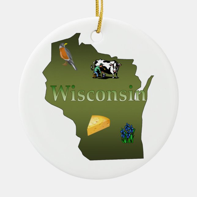 Ornement d'arbre de Noël du Wisconsin (Devant)