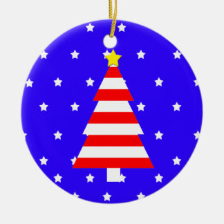Ornement d'arbre rayé de Noël patriotique américai