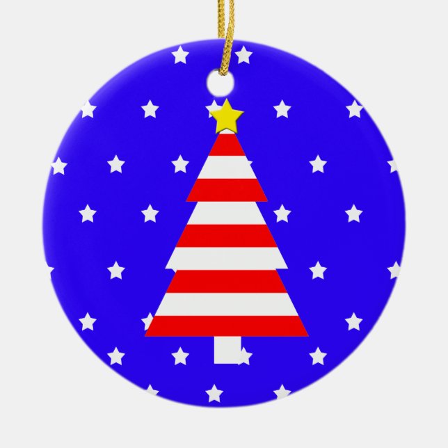 Ornement d'arbre rayé de Noël patriotique américai (Devant)
