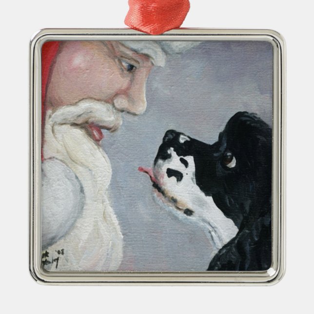 Ornement d'art de cocker et de chien de Père Noël (Devant)