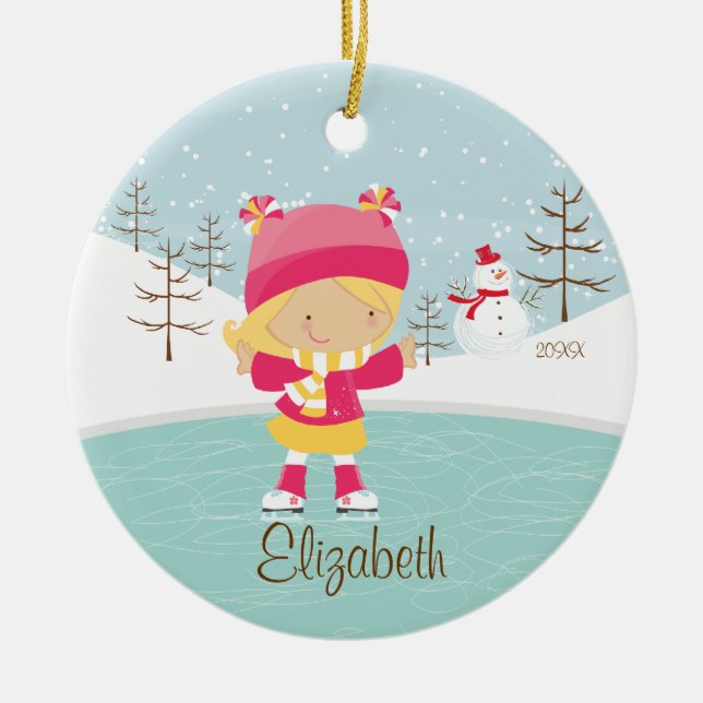 Ornement daté de Noël de fille de patineur de (Devant)