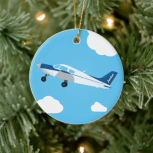 Ornement d'avion personnalisé bleu