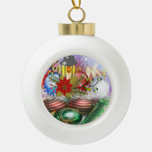 Ornement de bal en céramique de Noël, bougie de No