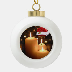 Ornement de bal en céramique de Noël, bougie de No