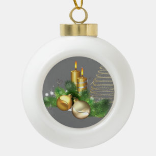 Ornement de bal en céramique de Noël, bougie de No