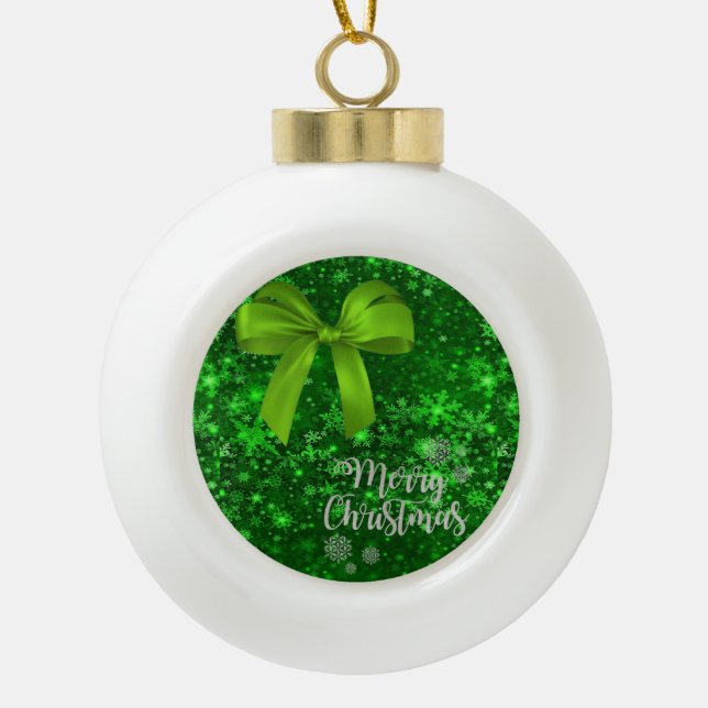 Ornement de bal en céramique de Noël, Joyeux Noël (Devant)